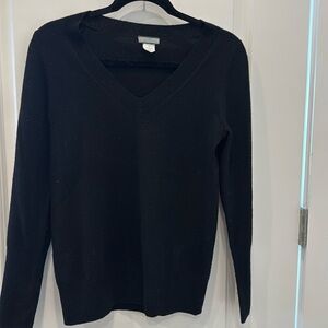J Crew black cashmere V neck sweater.